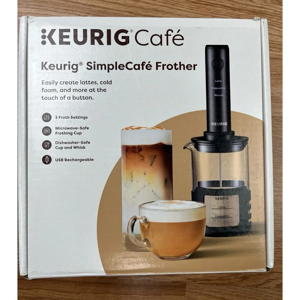 Keurig Simple Cafe Milk Frother USB Rechargable‎ Latte Capuccino Cold Foam Maker